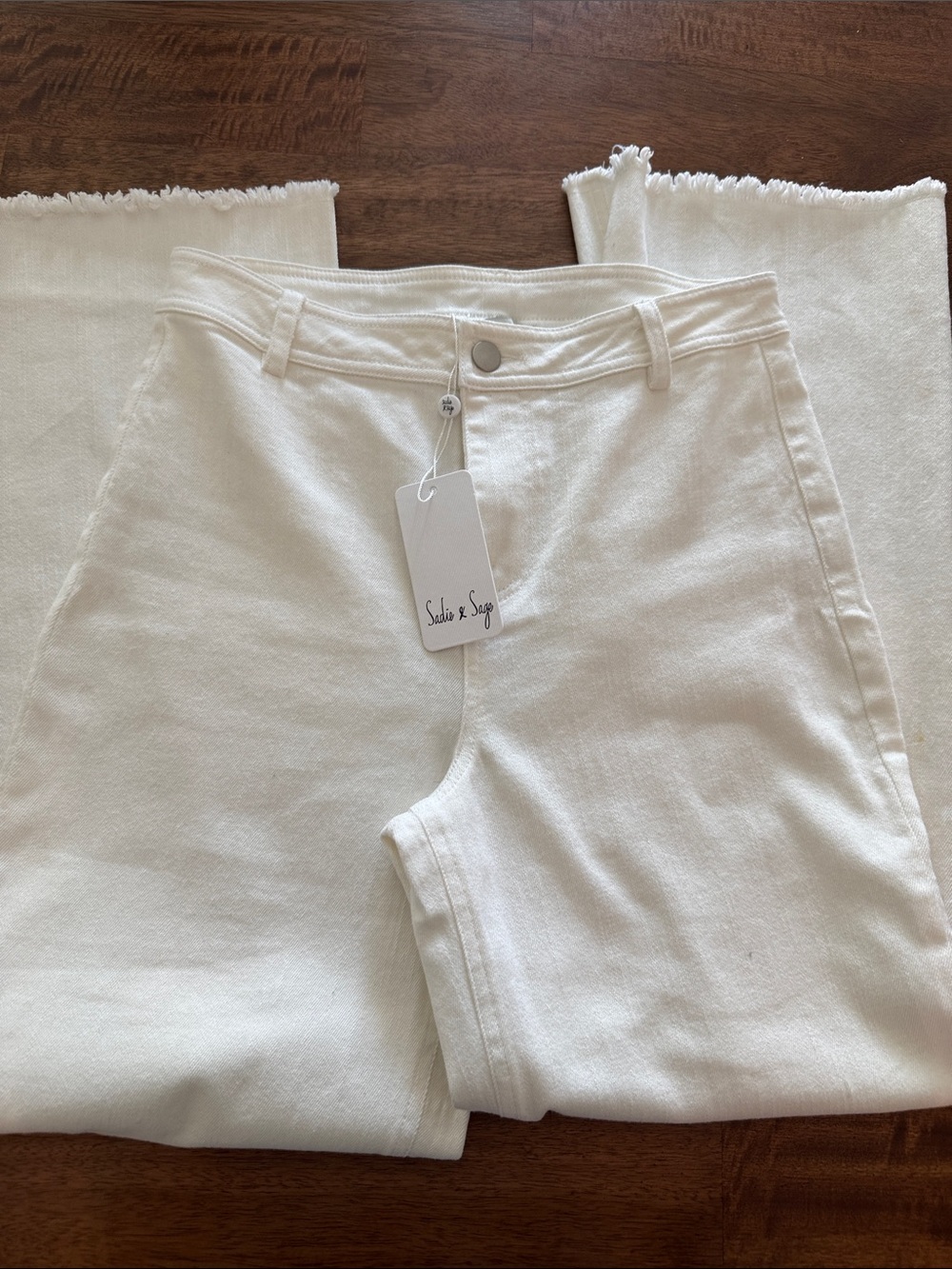 Sadie & Sage Cream Ankle-Cropped High-Rise Jeans